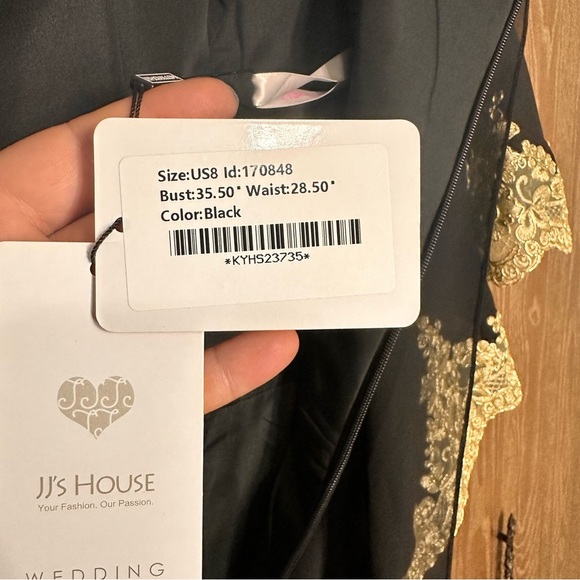 NWT JJ's House Women's Dress Sz 8 Gold and Black Bodycon Scoop Knee-Length Chiff - Picture 10 of 12